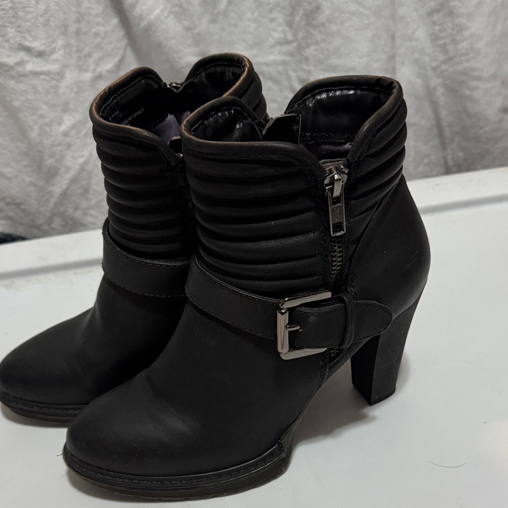 White Mountain Black Ankle Booties with Buckle